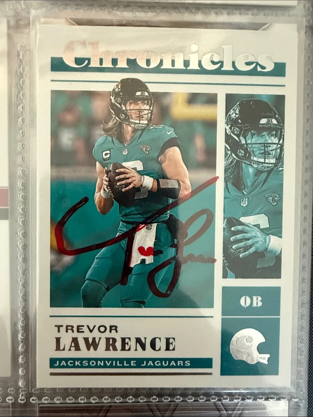 Jacksonville Jaguars Teal Football Trading Card - Autograph